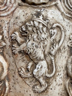 Imperial Crest Antique French Coat of Arms Lion Marble Ornament, 18th Century