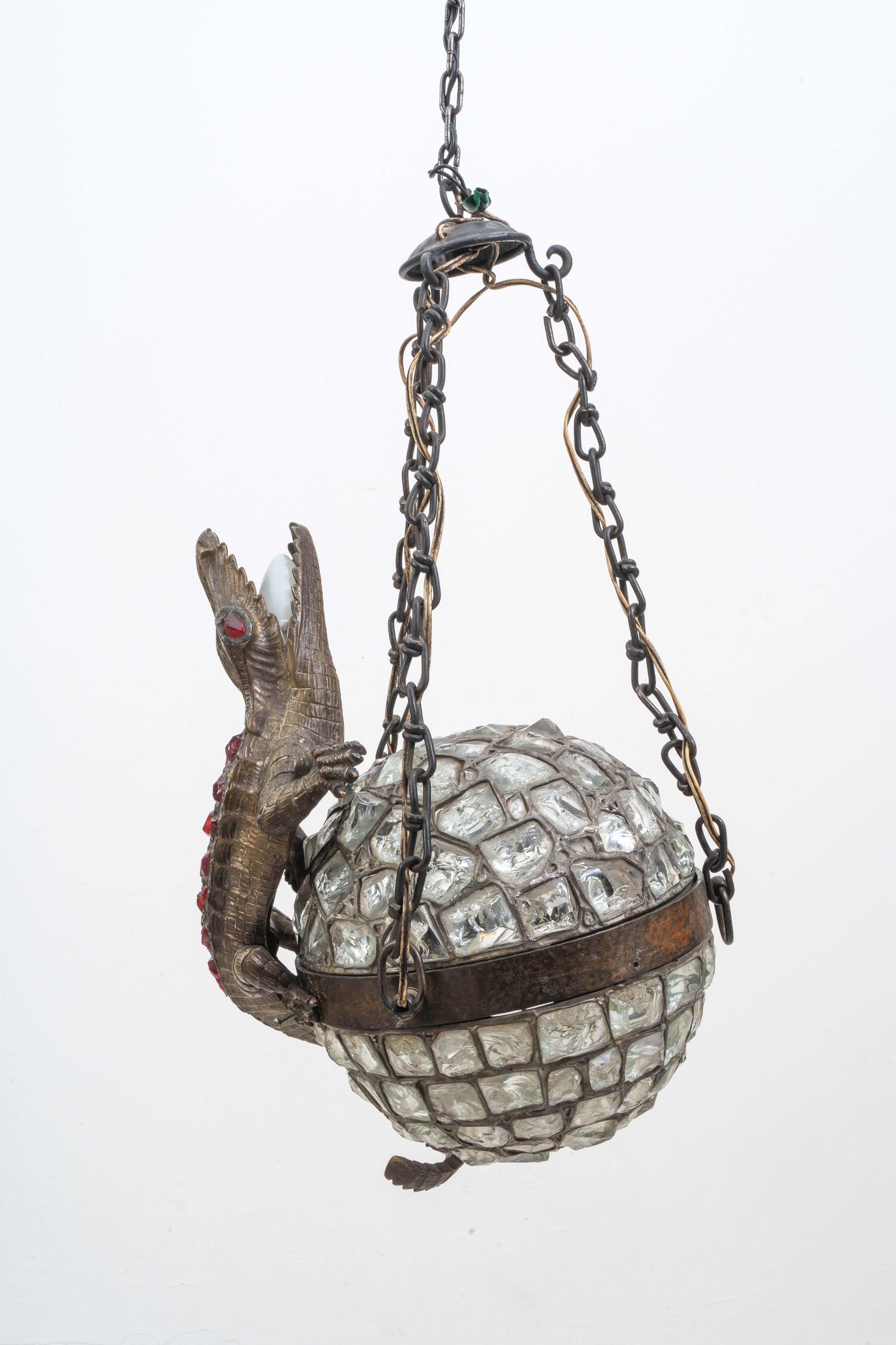 Art Nouveau Imperial Crocodile in Tiffany Technique For Sale
