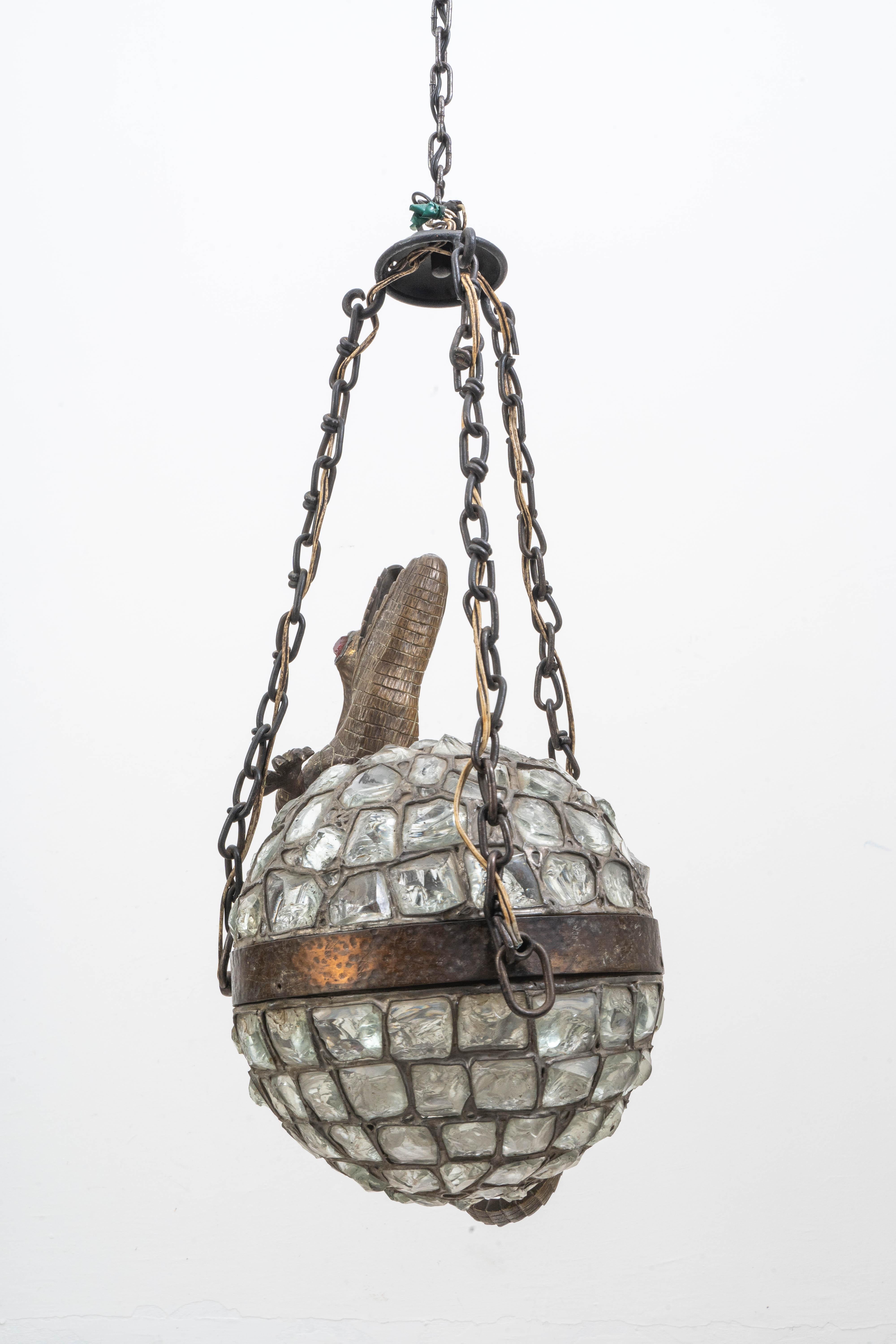 Early 20th Century Imperial Crocodile in Tiffany Technique For Sale