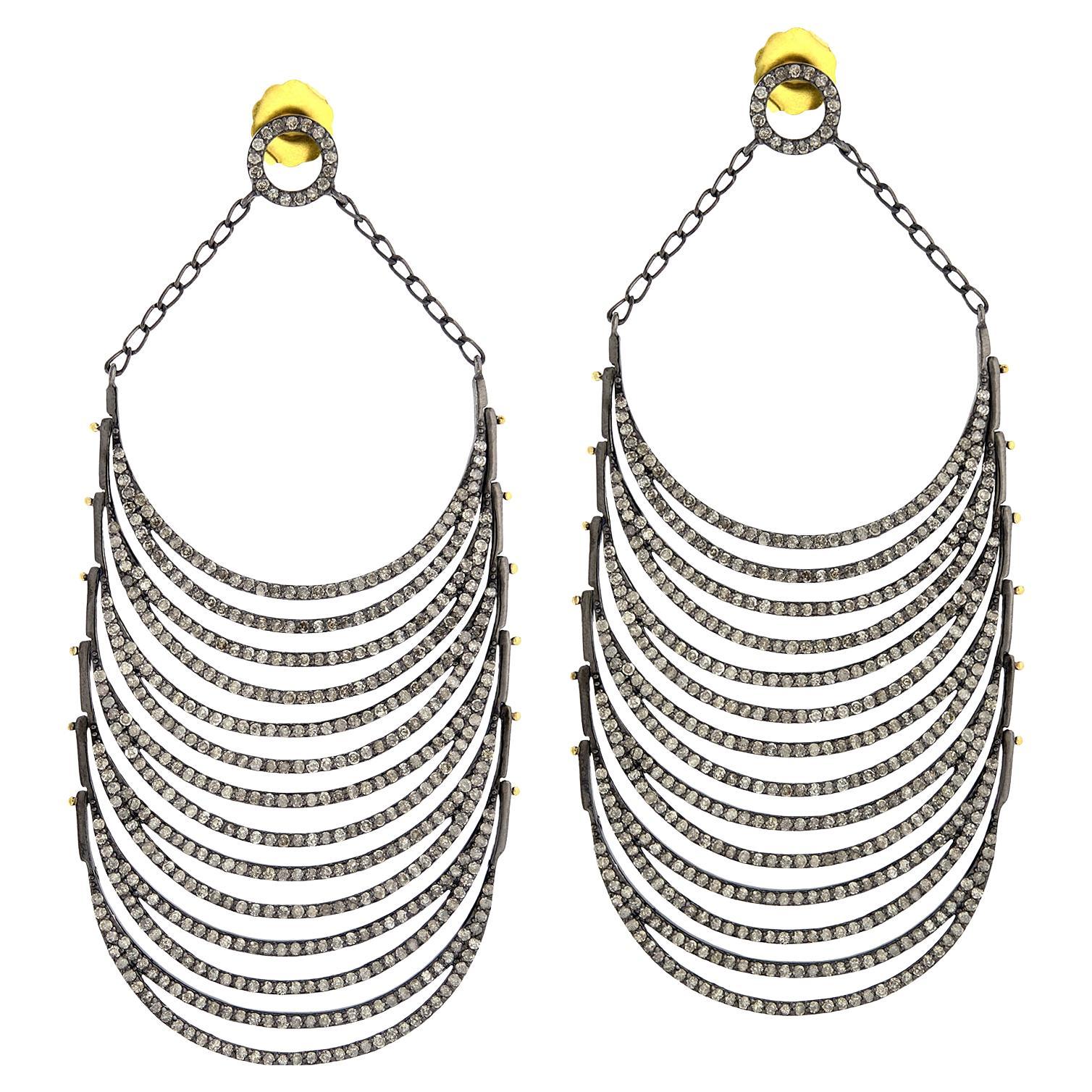 Boucles d
oreilles Imperial Diamond Tiered Crescent en vente