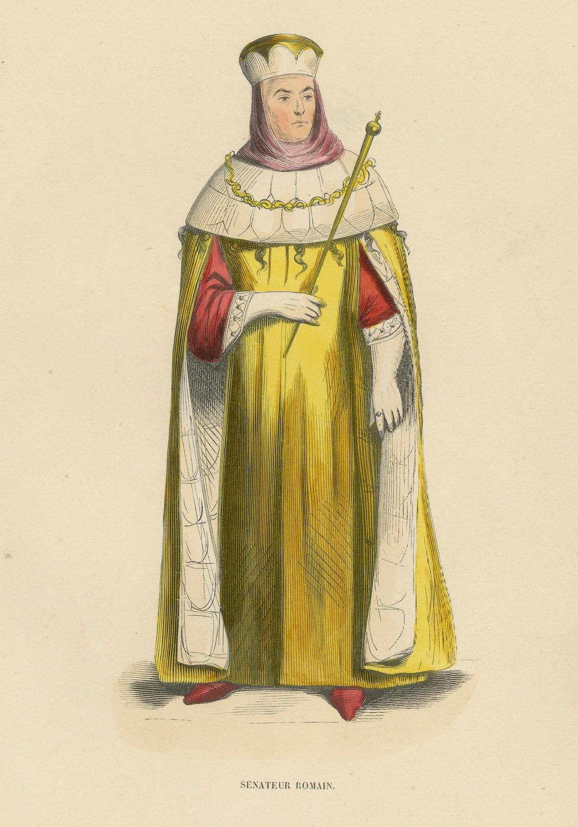 Paper Imperial Dignity: A Roman Senator's Garb, Lithograph Published in 1847 For Sale