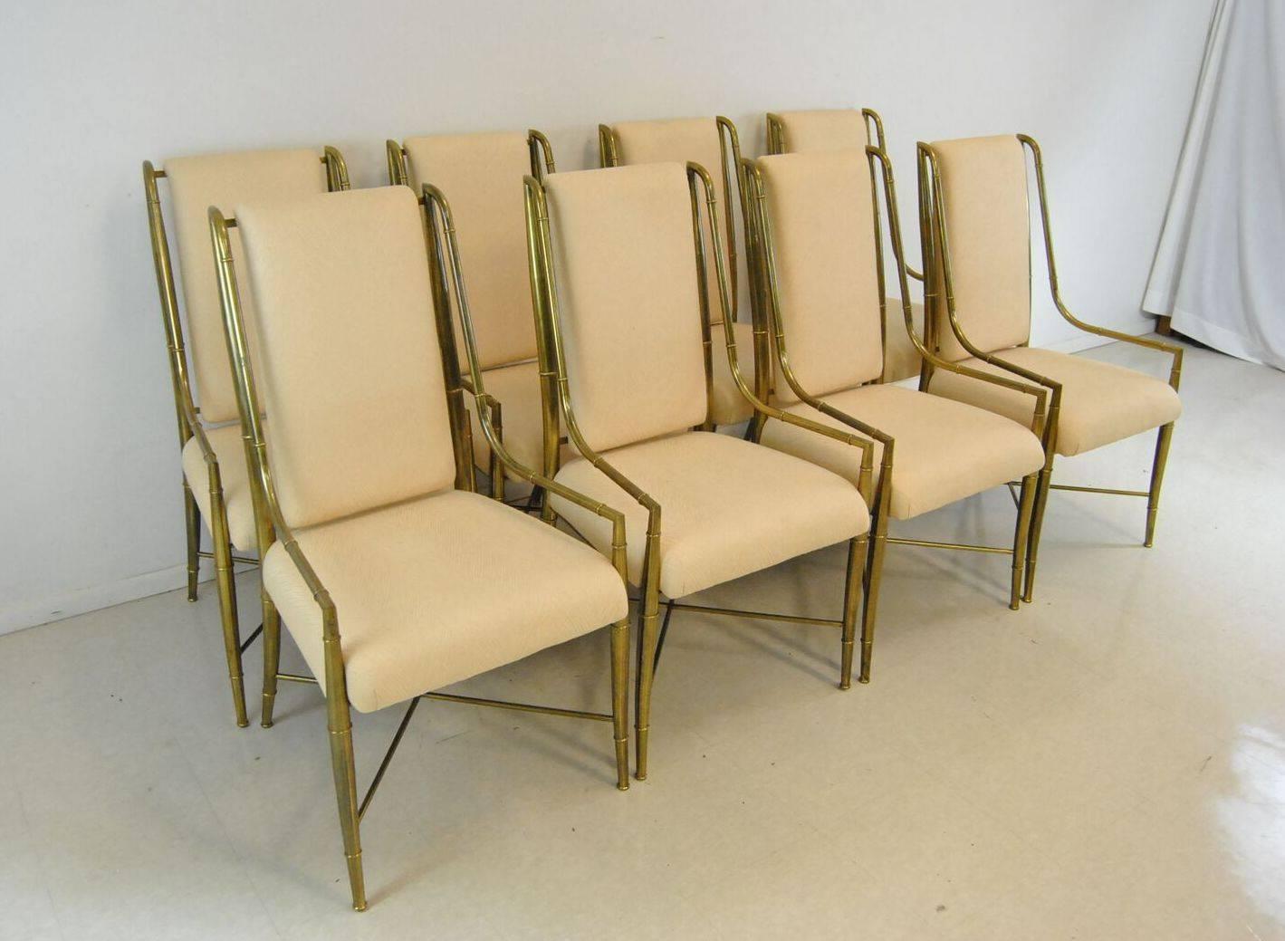 A set of eight dining room chairs by Mastercraft. The 