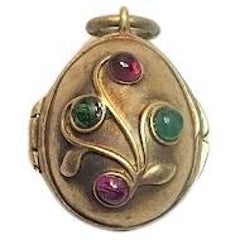 Imperial Egg Locket Pendant With Rubies and Emeralds, Workmaster Theodore Ringe