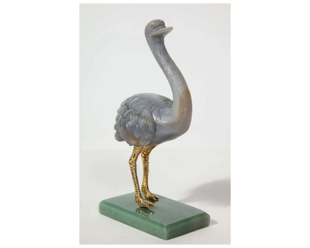  Imperial Faberge Carved Labradorite Ostrich on Nephrite Base, 20th Century For Sale 5