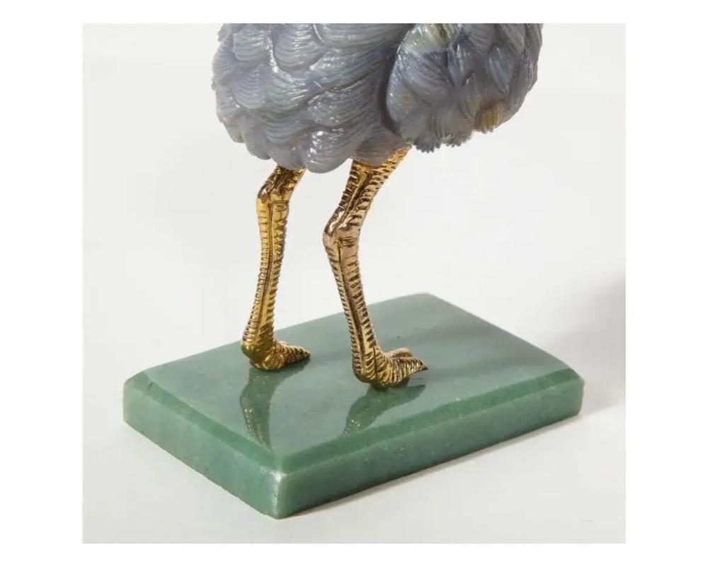  Imperial Faberge Carved Labradorite Ostrich on Nephrite Base, 20th Century For Sale 6