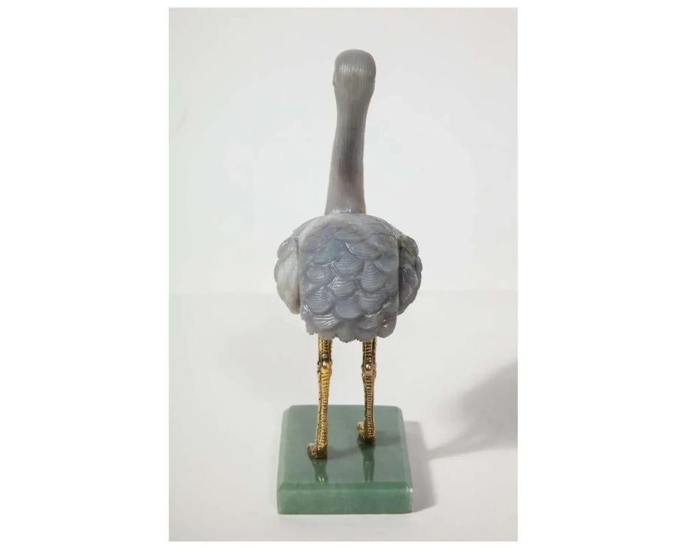  Imperial Faberge Carved Labradorite Ostrich on Nephrite Base, 20th Century For Sale 7