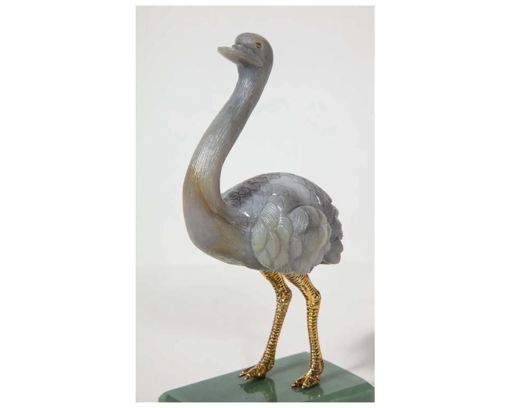  Imperial Faberge Carved Labradorite Ostrich on Nephrite Base, 20th Century For Sale 7