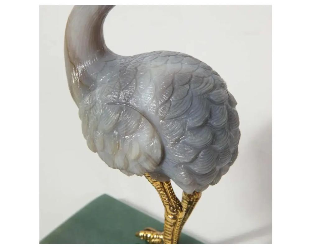  Imperial Faberge Carved Labradorite Ostrich on Nephrite Base, 20th Century For Sale 9