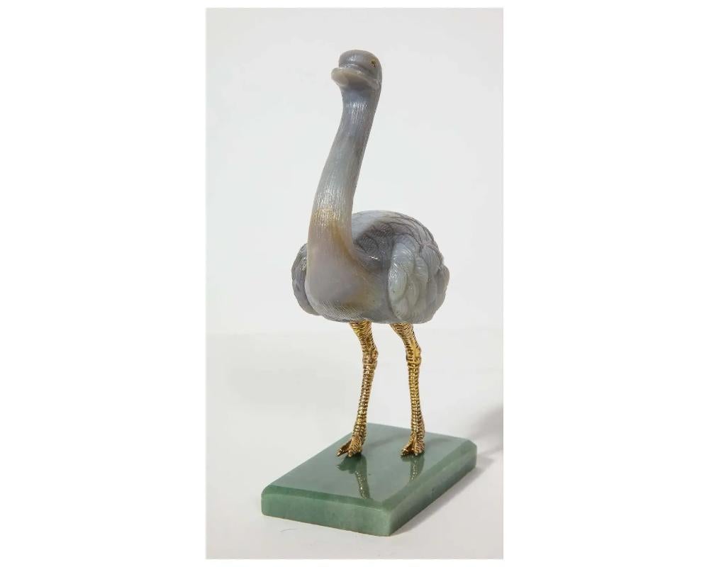  Imperial Faberge Carved Labradorite Ostrich on Nephrite Base, 20th Century For Sale 3