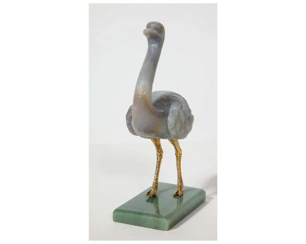 Imperial Faberge Carved Labradorite Ostrich on Nephrite Base, 20th Century 2