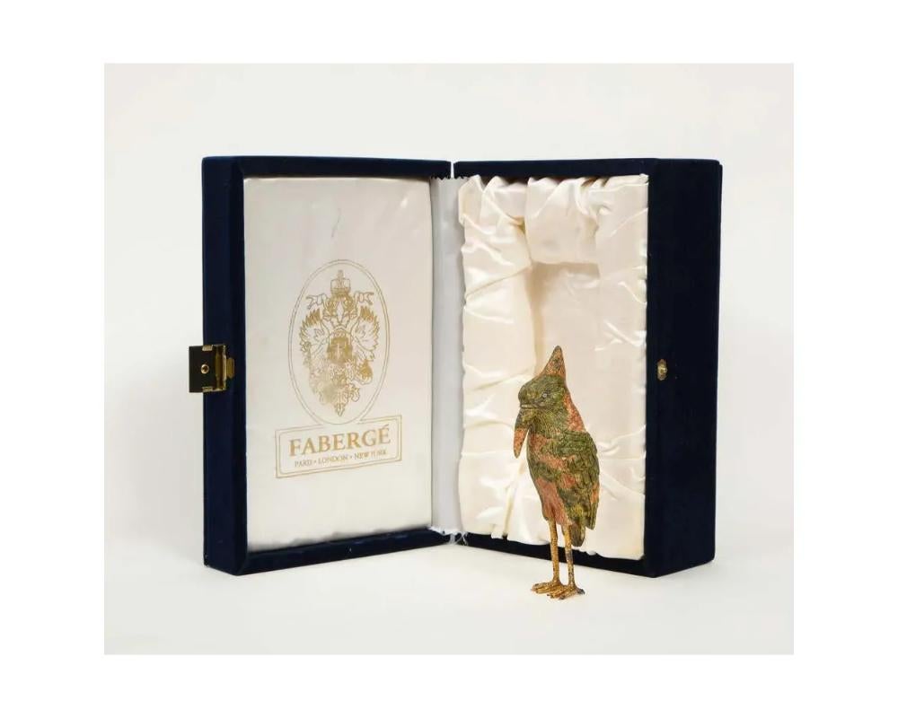 Imperial Faberge Carved Unakite and 925 Silver with Diamonds Woodpecker in Box For Sale 8