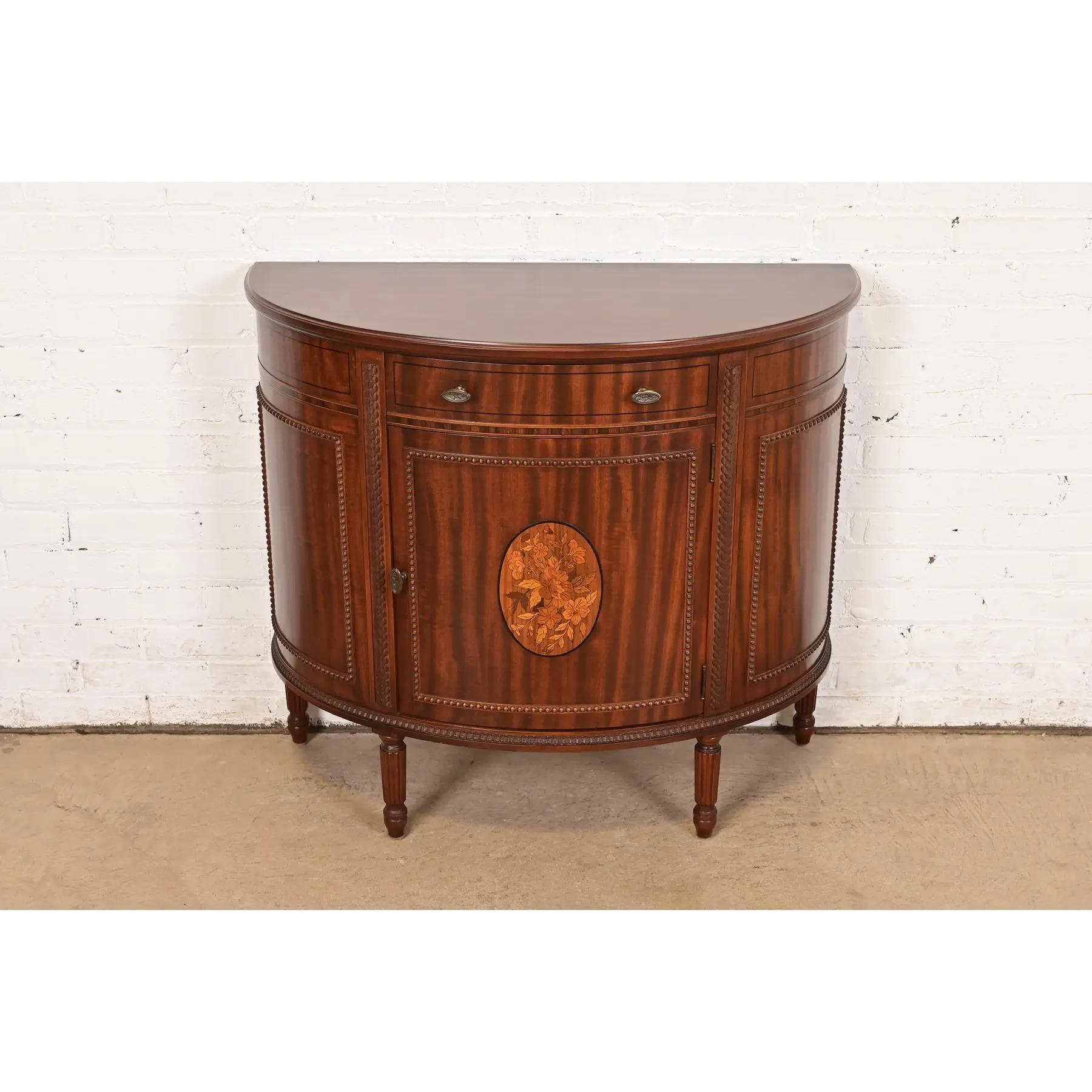 American Imperial Furniture French Regency Louis XVI Mahogany Cabinet, Newly Refinished For Sale