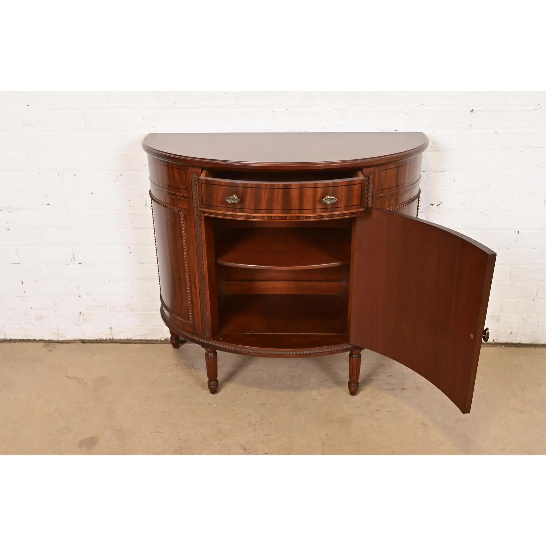 Brass Imperial Furniture French Regency Louis XVI Mahogany Cabinet, Newly Refinished For Sale