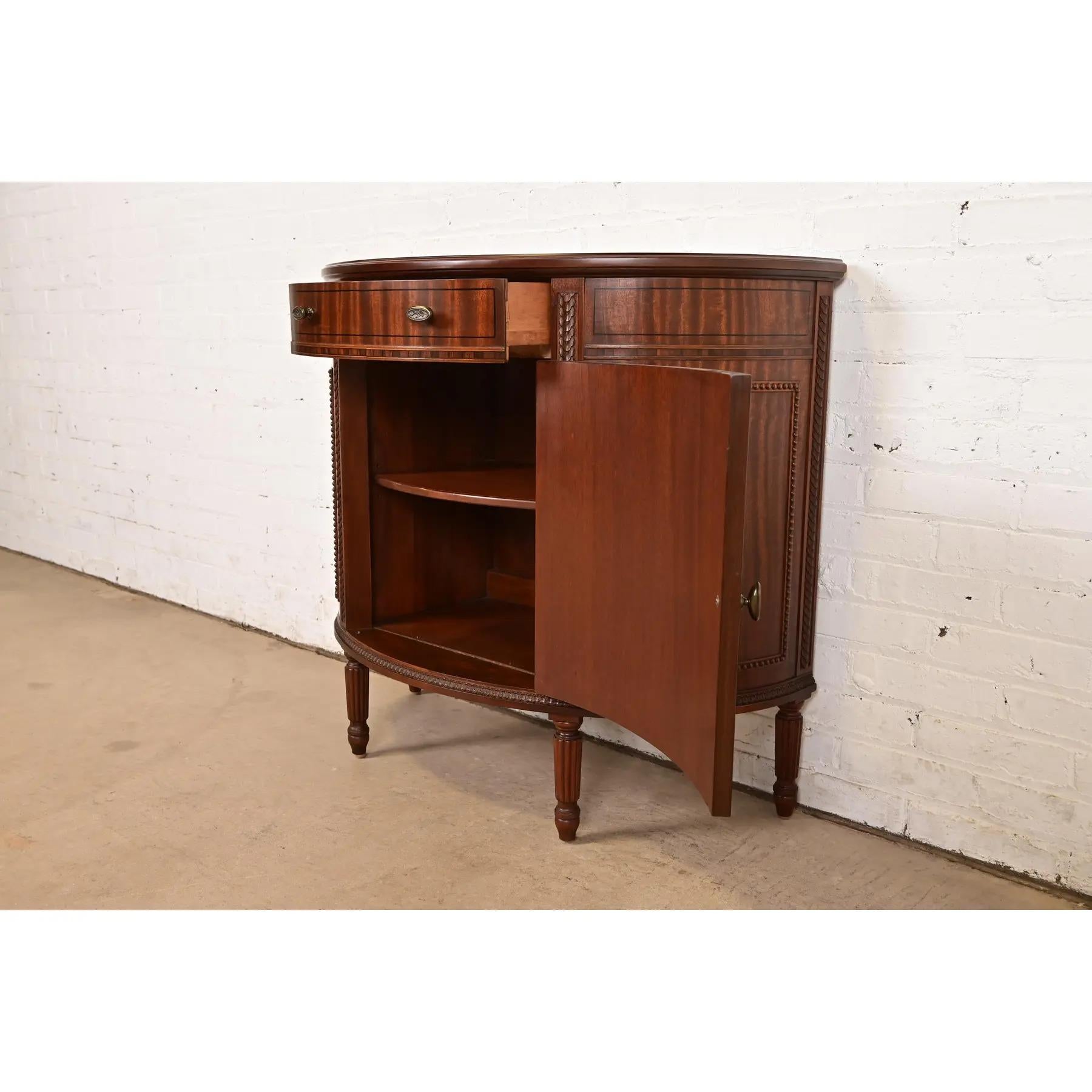 Imperial Furniture French Regency Louis XVI Mahogany Cabinet, Newly Refinished For Sale 1