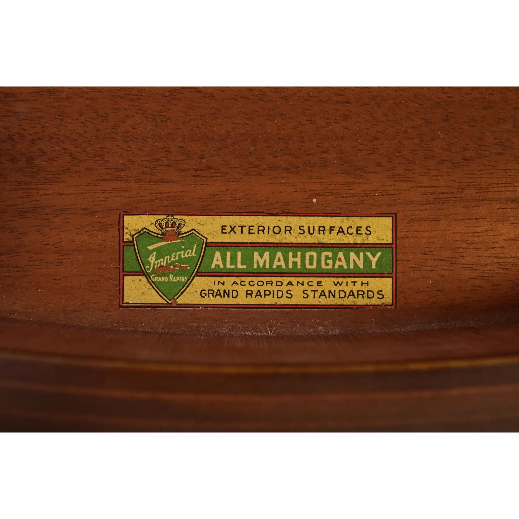 Imperial Furniture French Regency Louis XVI Mahogany Cabinet, Newly Refinished For Sale 3