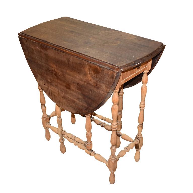 Imperial Furniture Gate Leg Folding Wood Turned Leg Side Table with Drawer For Sale at 1stDibs