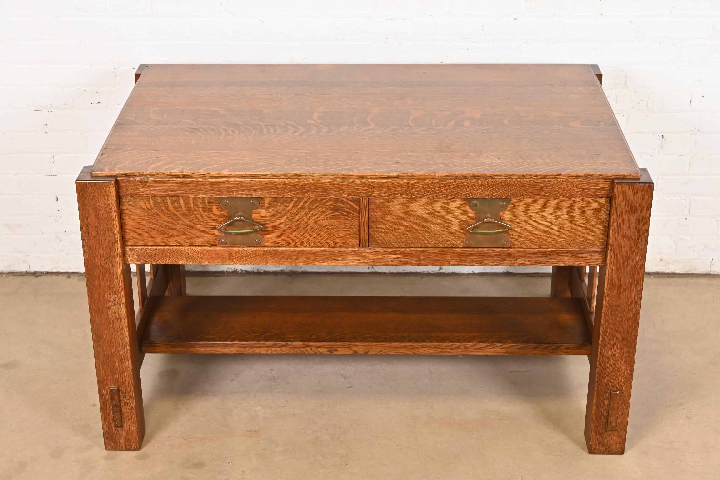 Arts and Crafts Imperial Furniture Grand Rapids Mission Oak Arts & Crafts Writing Desk For Sale