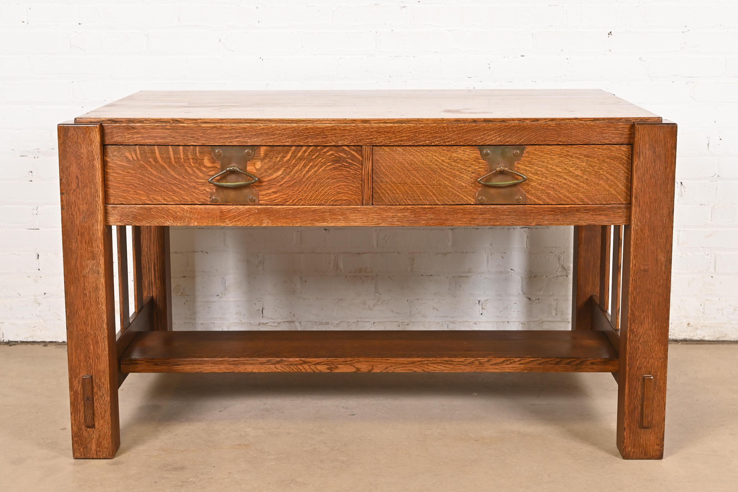 American Imperial Furniture Grand Rapids Mission Oak Arts & Crafts Writing Desk For Sale