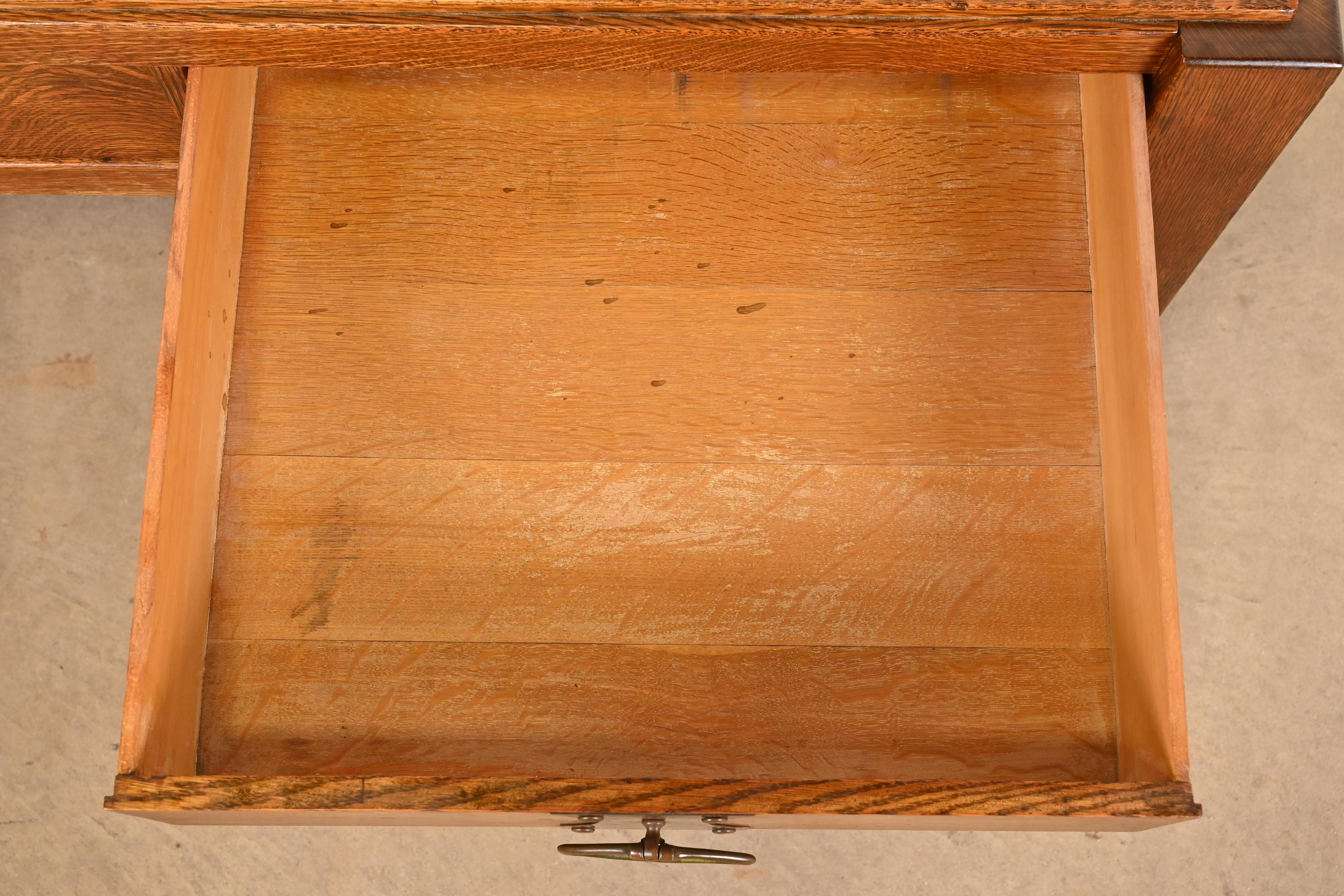 Copper Imperial Furniture Grand Rapids Mission Oak Arts & Crafts Writing Desk For Sale