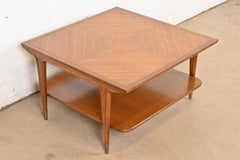 Imperial Furniture Mid-Century Modern Sculpted Walnut Two-Tier Coffee Table