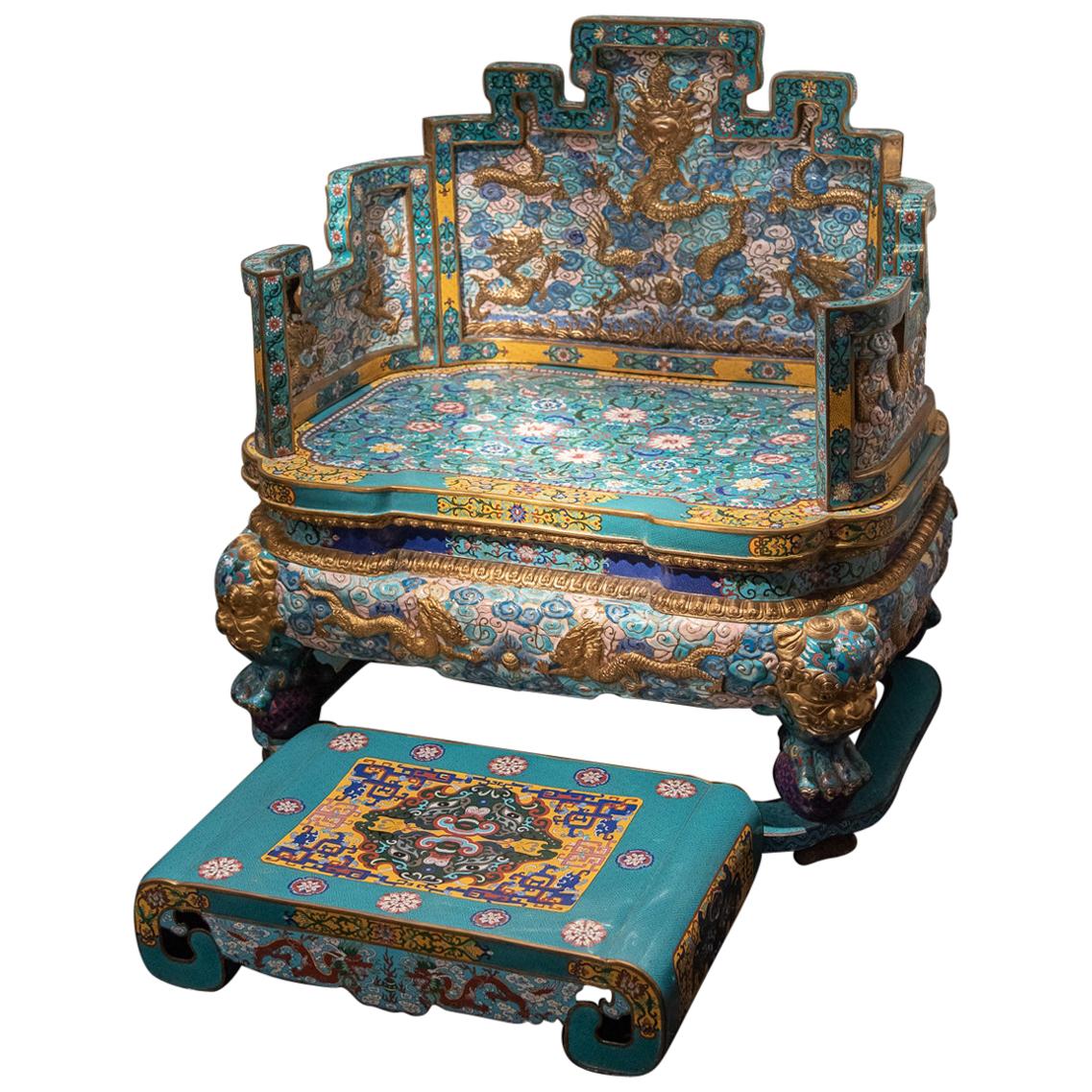 Imperial Gilt Copper and Cloisonné Enameled Throne