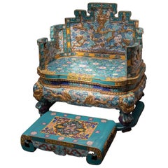 Imperial Gilt Copper and Cloisonné Enameled Throne