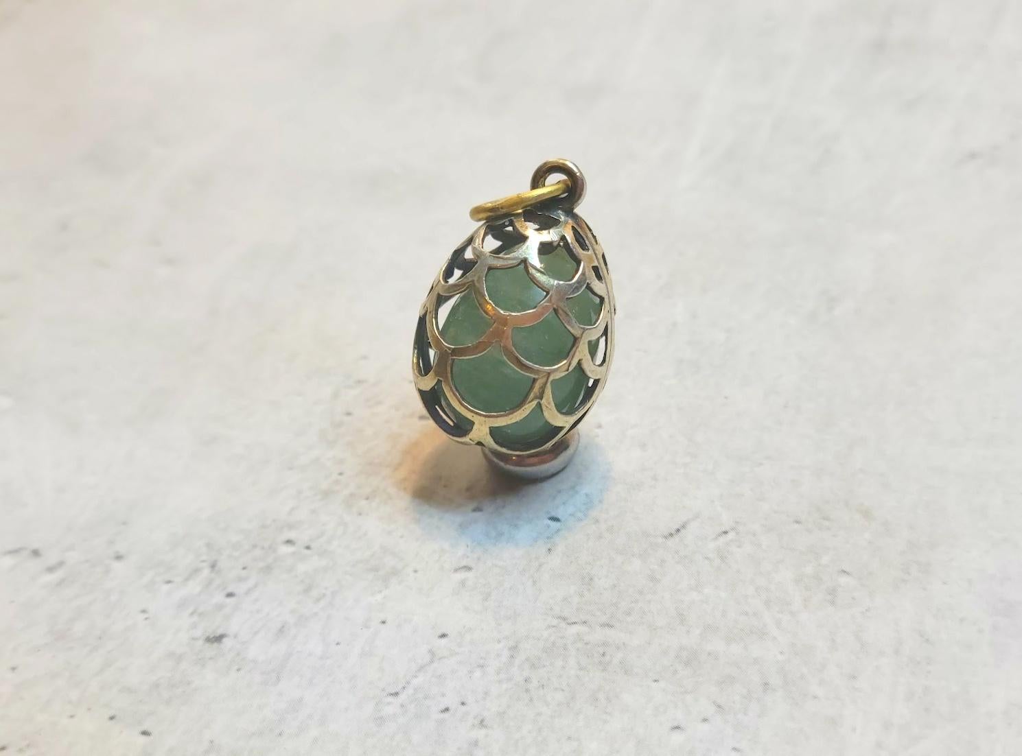 Women's or Men's Imperial Gilt Silver Egg Fluorite Pendant, Workmaster Alfred Thielemann
