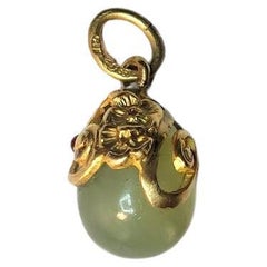 Imperial Gilt Silver Egg Prehnite Pendant, Workmaster Alfred Thielemann