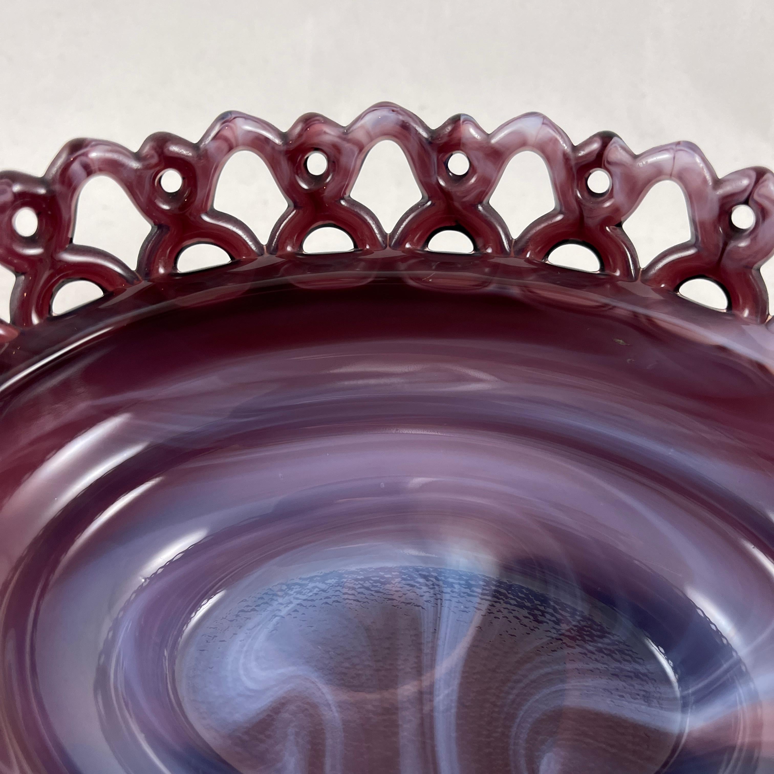 Pressed Imperial Glass Co. Slag Purple and Milk Glass Rooster Covered Dish