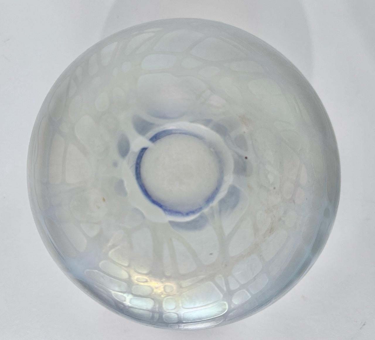 Imperial Glass Freehand Hanging Hearts Blue Rimmed Art Glass Rose Bowl, C. 1923 10