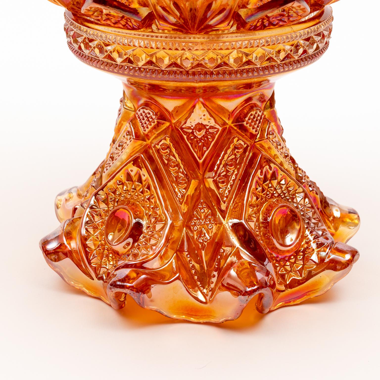 carnival glass punch bowl set