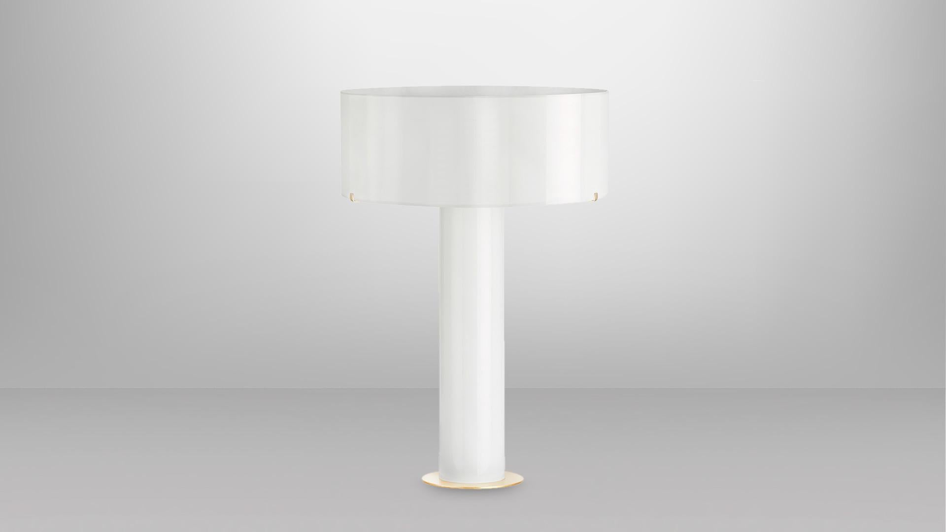 Imperial glass shade table lamp by CTO Lighting
Materials: opal white glass, satin brass
Dimensions: 38.5 x H 56 cm

All our lamps can be wired according to each country. If sold to the USA it will be wired for the USA for instance.

2 x E12,