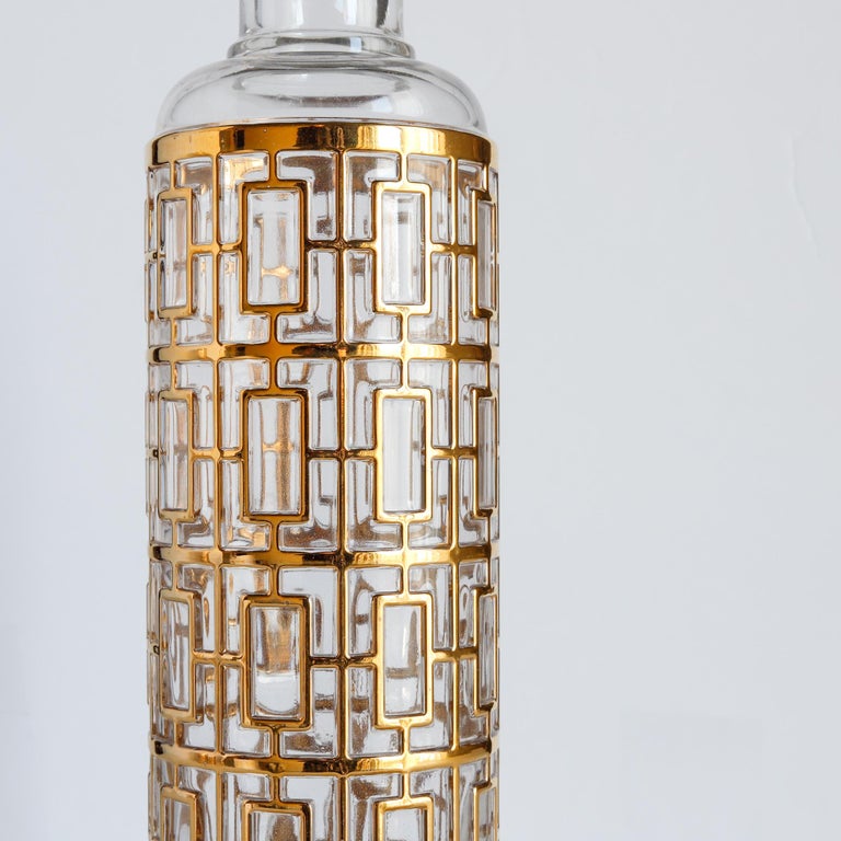 Imperial Glass Shoji Saki Bottle Decanter, Gold Decoration Japanese