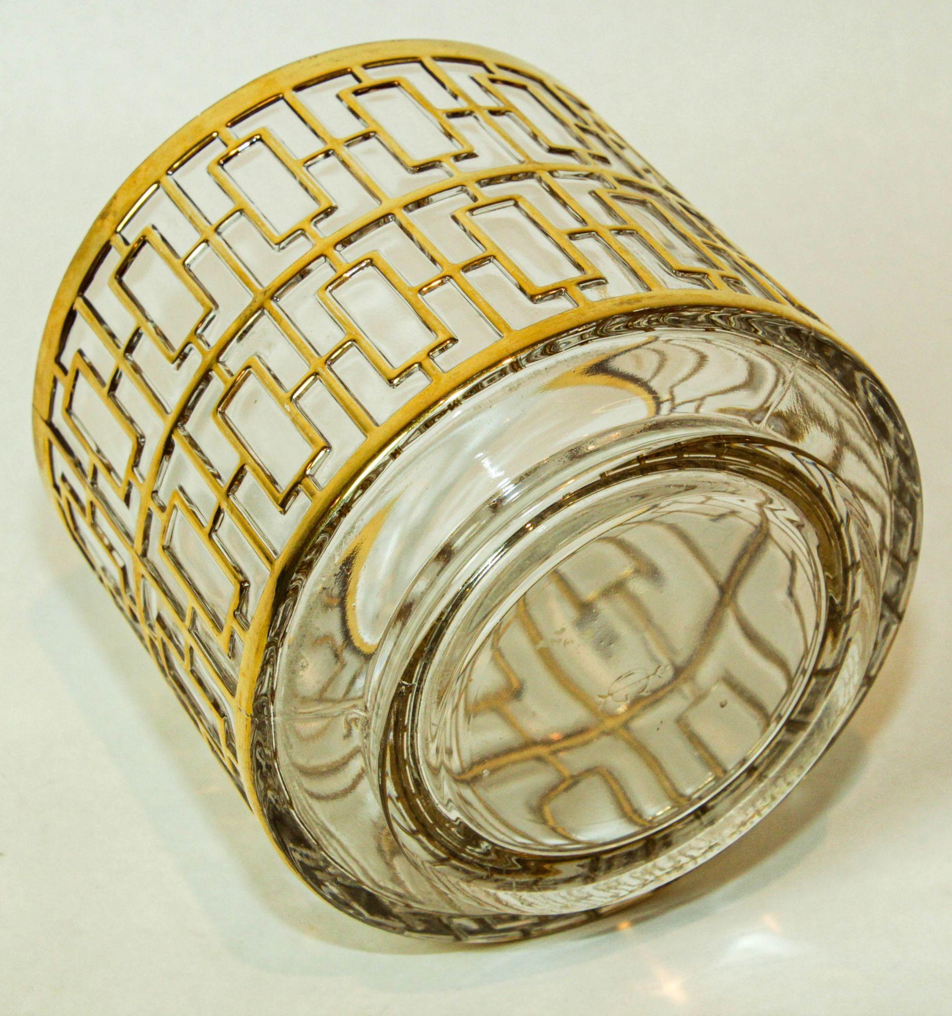 Cubitera de cristal imperial con pantalla Shoji 1960 Cubitera de colección con incrustación de oro de 22 quilates en venta 3