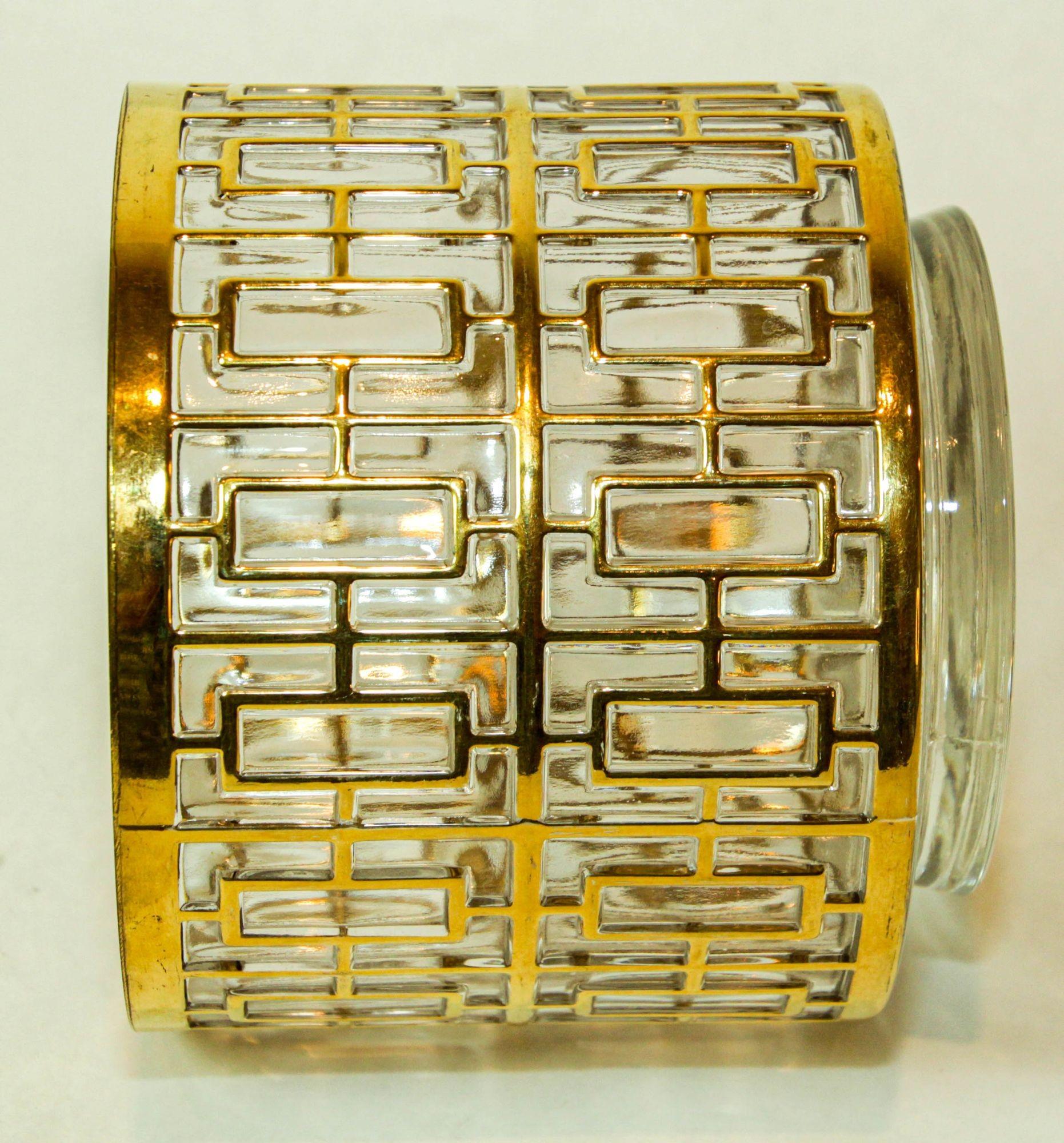 Cubitera de cristal imperial con pantalla Shoji 1960 Cubitera de colección con incrustación de oro de 22 quilates en venta 4