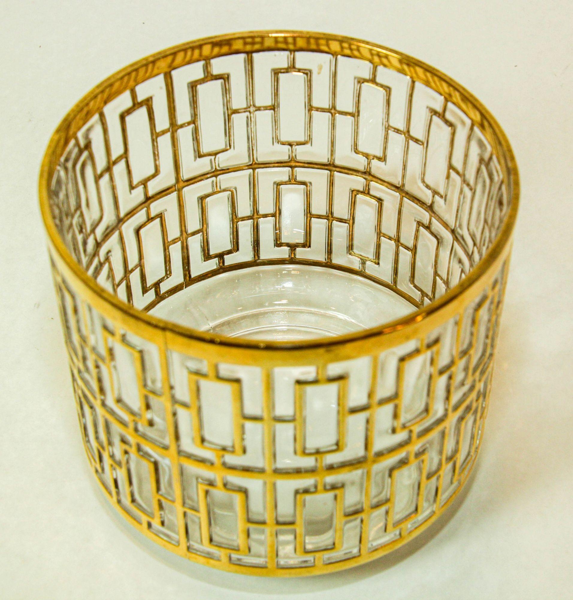 Cubitera de cristal imperial con pantalla Shoji 1960 Cubitera de colección con incrustación de oro de 22 quilates en venta 7