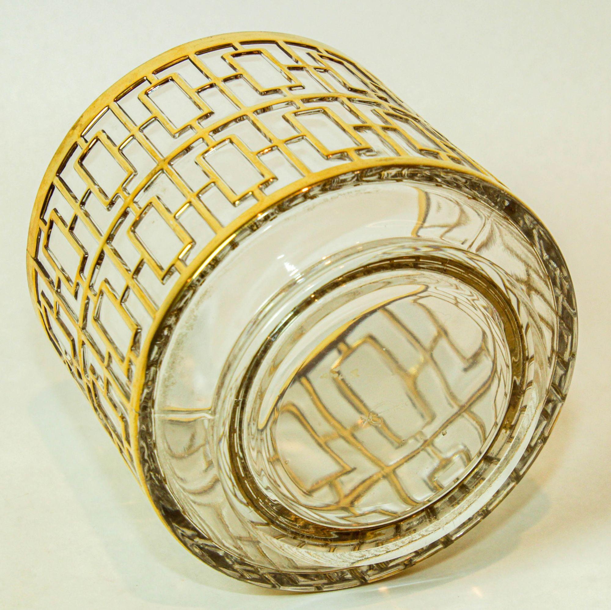 Cubitera de cristal imperial con pantalla Shoji 1960 Cubitera de colección con incrustación de oro de 22 quilates en venta 2