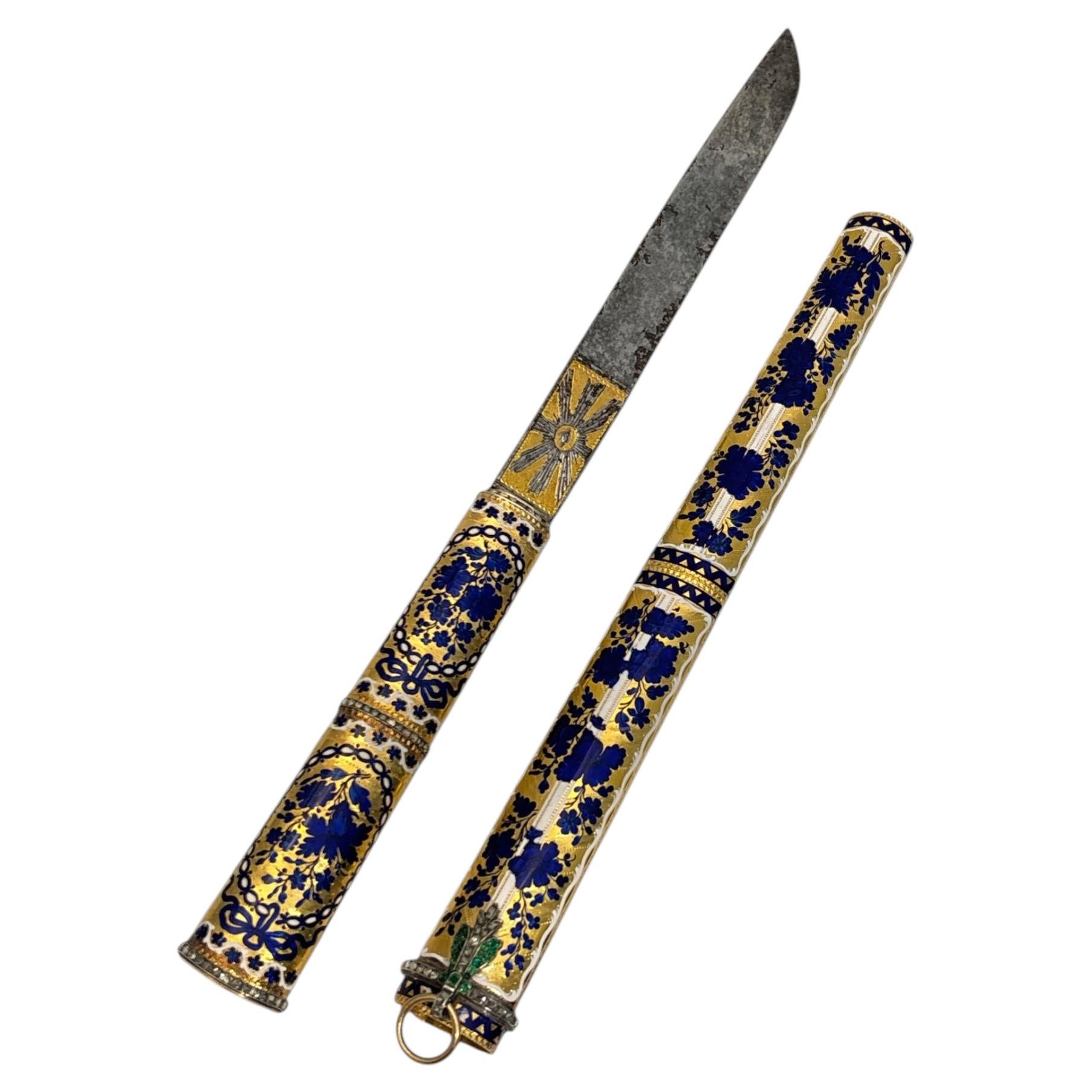 Imperial Gold and Enamel Ceremonial Knife and Sheath