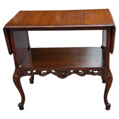 Antique Imperial Grand Rapids Louis XVI Style Carved Mahogany Drop Leaf Side Table