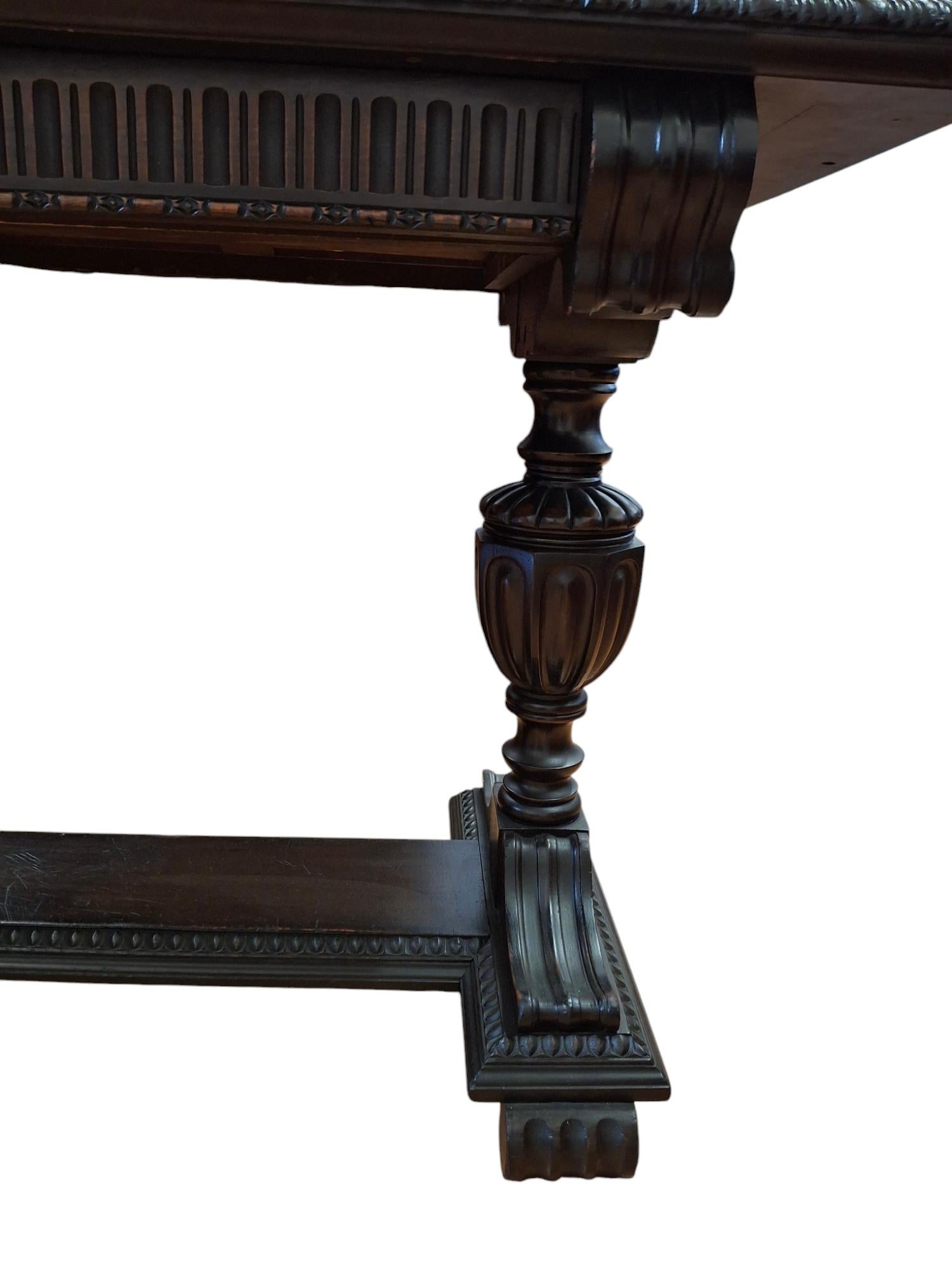Imperial Grand Rapids Mahogany Tudor Design Console Table For Sale 2