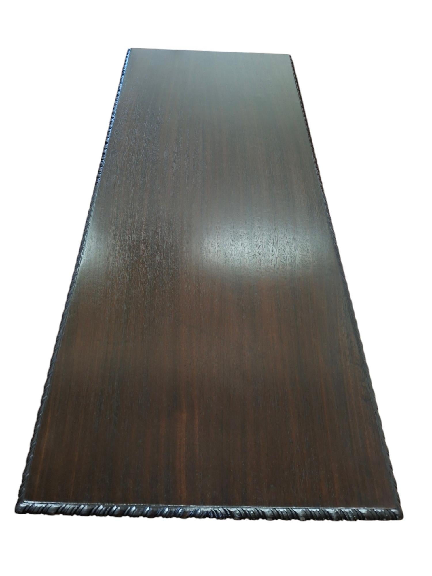 Imperial Grand Rapids Mahogany Tudor Design Console Table For Sale 3