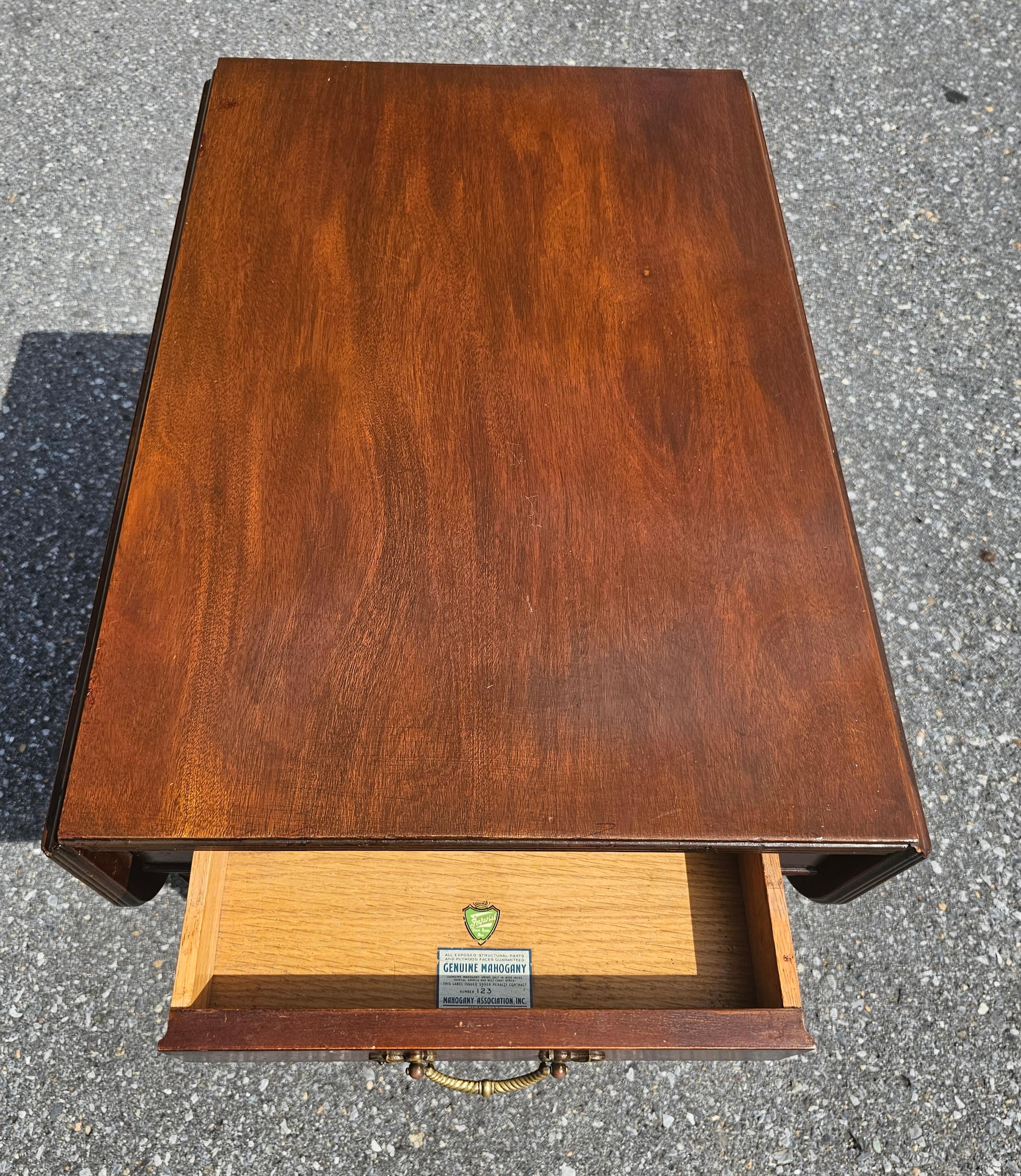 George III Early 20th C. Imperial Grand Rapids Mid Century Mahogany Pembroke Table For Sale
