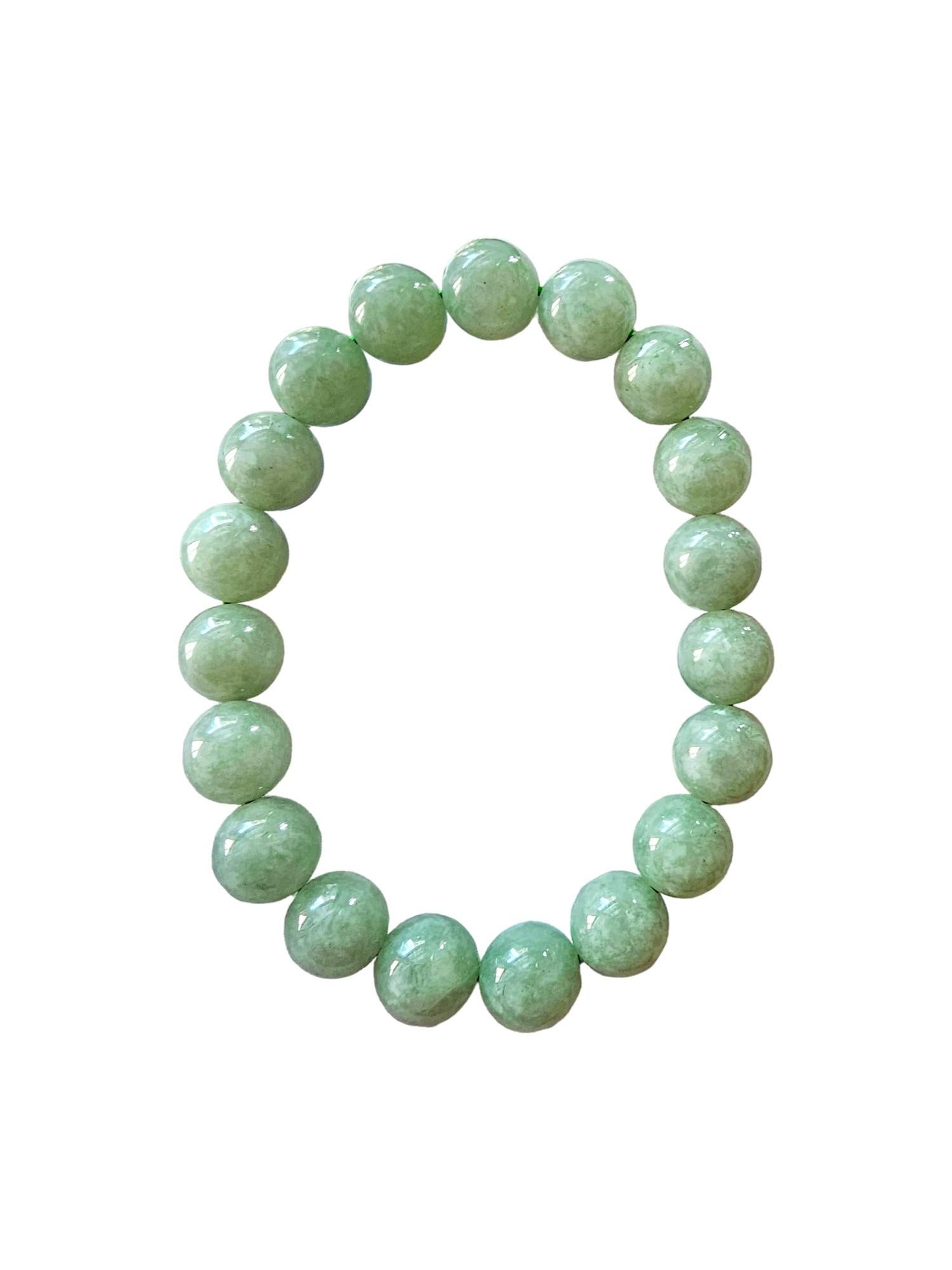Imperial Green Burmese A-Jade Beaded Bracelet (10mm Each x 19 beads) 05002 5