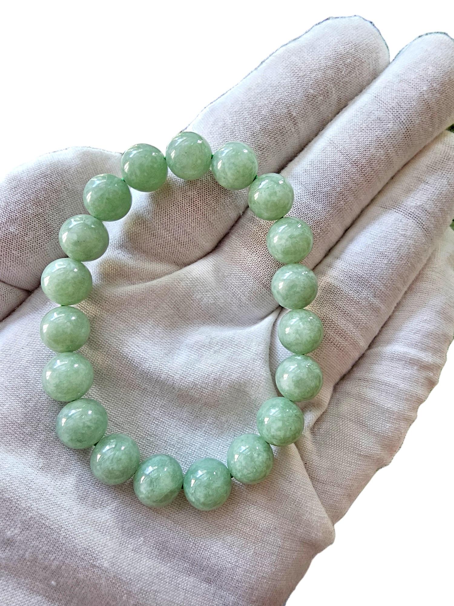 Imperial Green Burmese A-Jade Beaded Bracelet (10mm Each x 19 beads) 05002 3