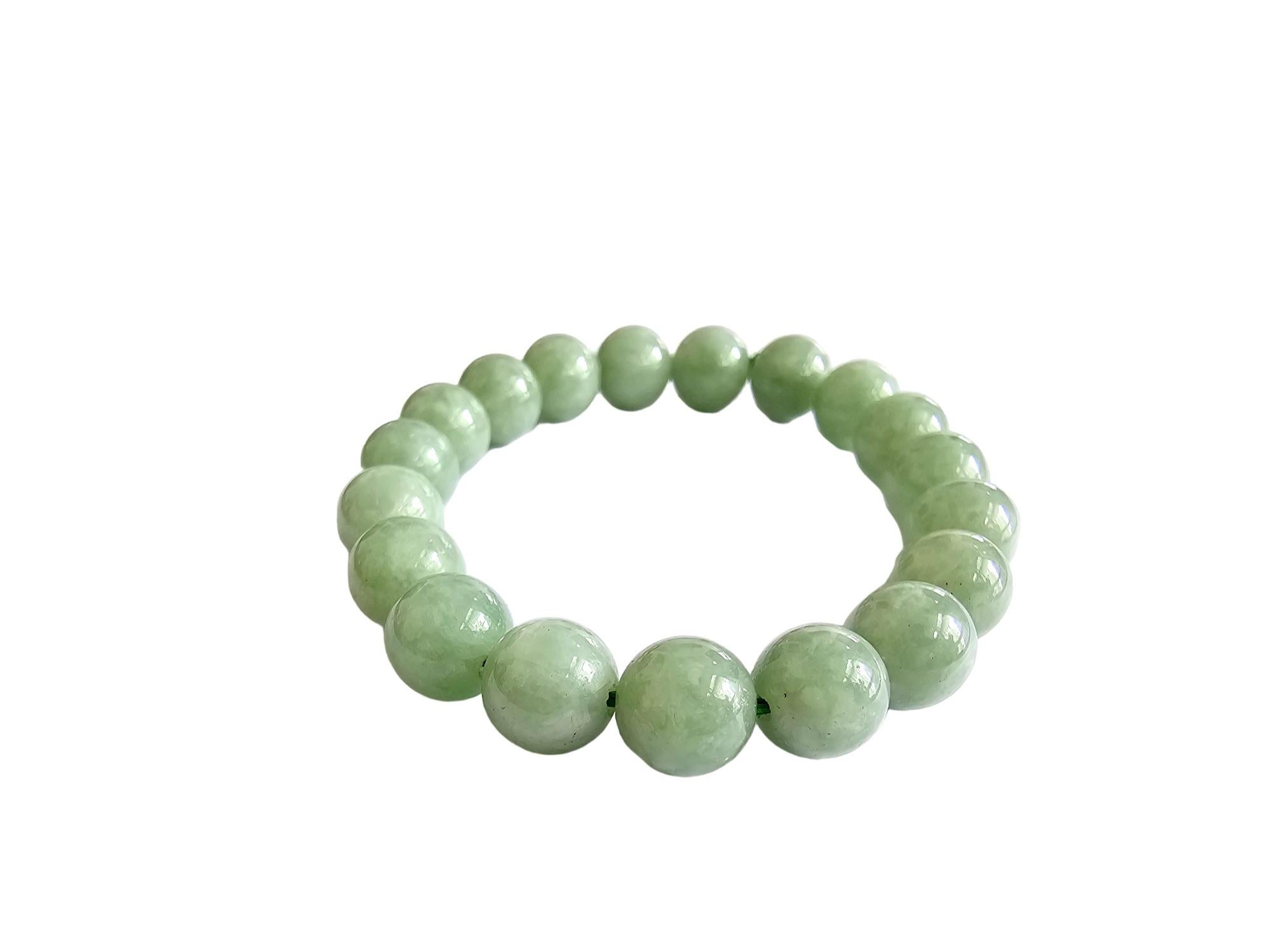 Imperial Green Burmese A-Jade Beaded Bracelet (10mm Each x 19 beads) 05003 For Sale 7