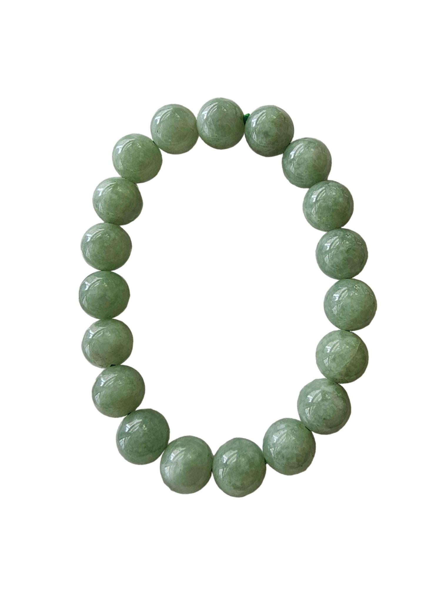 Imperial Green Burmese A-Jade Beaded Bracelet (10mm Each x 19 beads) 05003 For Sale 10