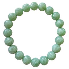 Bracelet perlé de A-Jade birman impérial vert (10 mm chacun x 20 perles) 05004