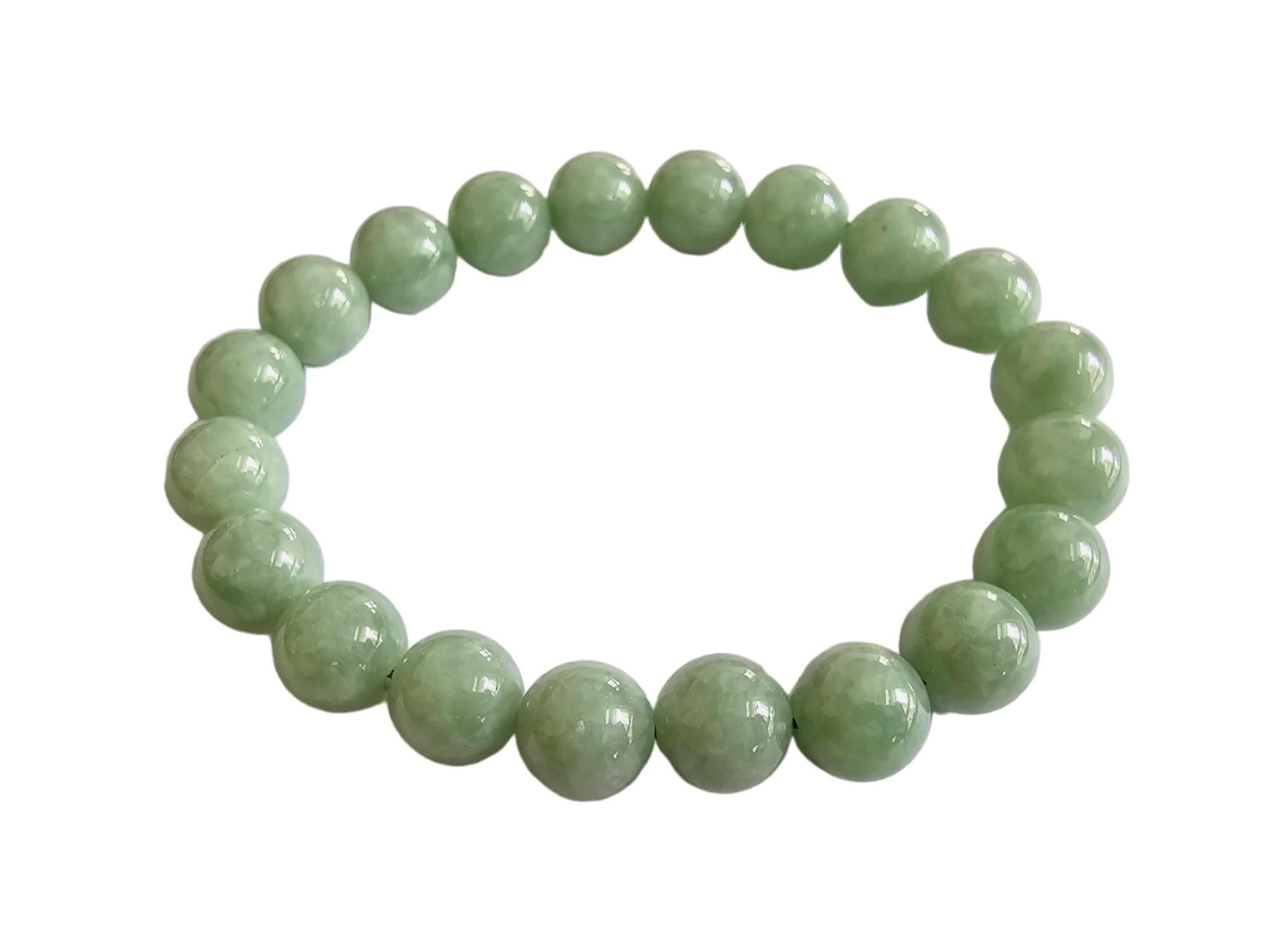 Imperial Green Burmese A-Jade Beaded Bracelet (10mm Each x 20 beads) 05005 For Sale 1
