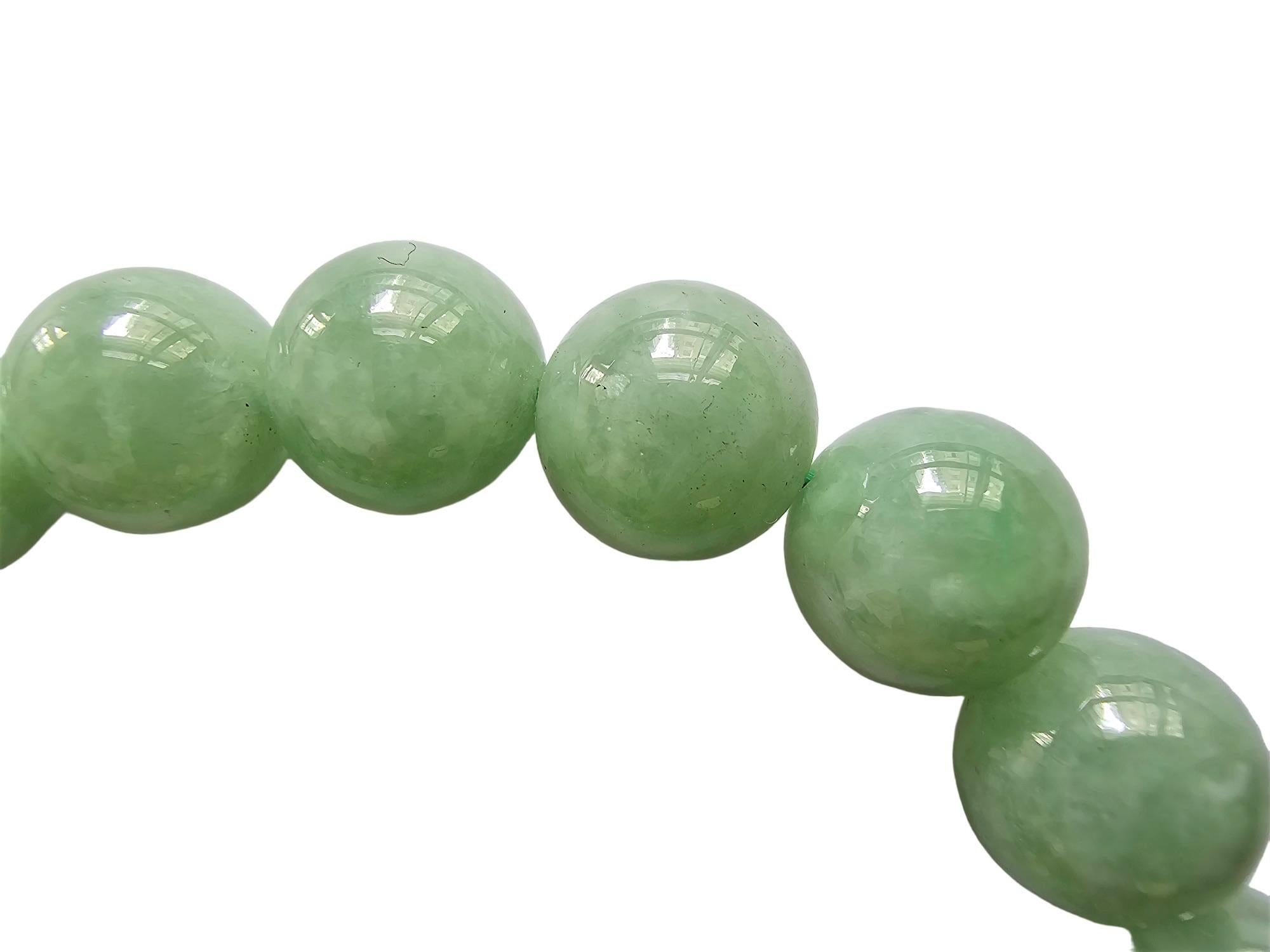 Imperial Green Burmese A-Jade Beaded Bracelet (10mm Each x 20 beads) 05005 For Sale 4