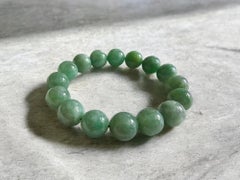 Imperial Green Burmese A-Jade Beaded Bracelet MADE IN JAPAN 12mm x 16 beads